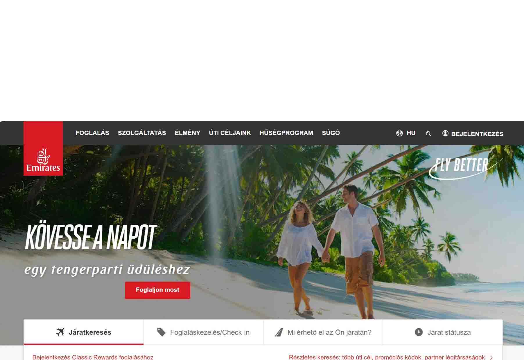 Emirates webáruház főoldal