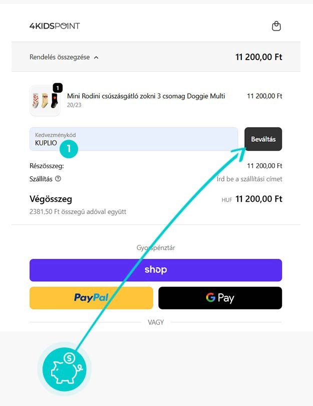 Útmutató egy 4kidspoint kuponkód beváltásához