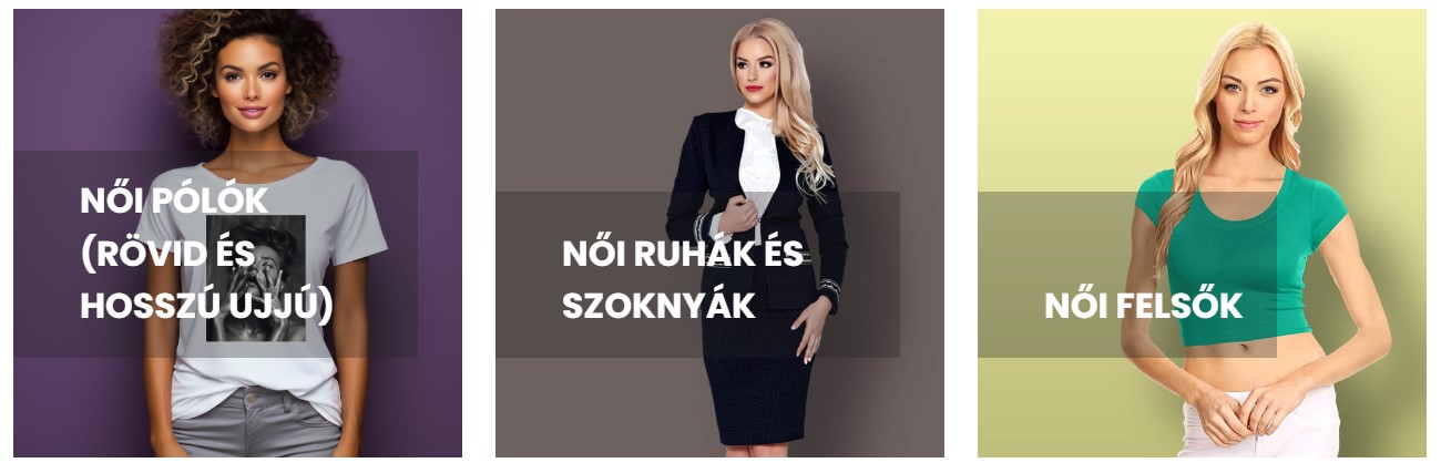 a webshopban elérhető kategóriák