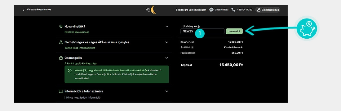 Útmutató egy Kifli kuponkód beváltásához