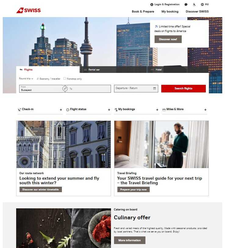 Swiss webáruház főoldala