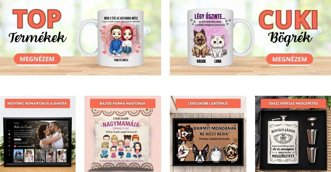 Bögréken különféle figurák, ajándékpárna