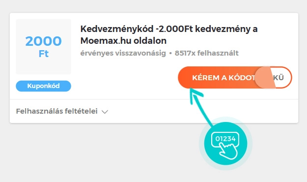 Példa egy Mömax kuponkódra