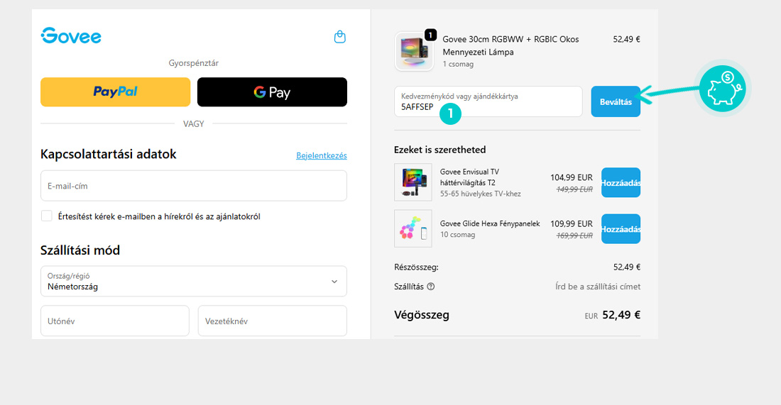 Útmutató egy Govee kuponkód beváltásához