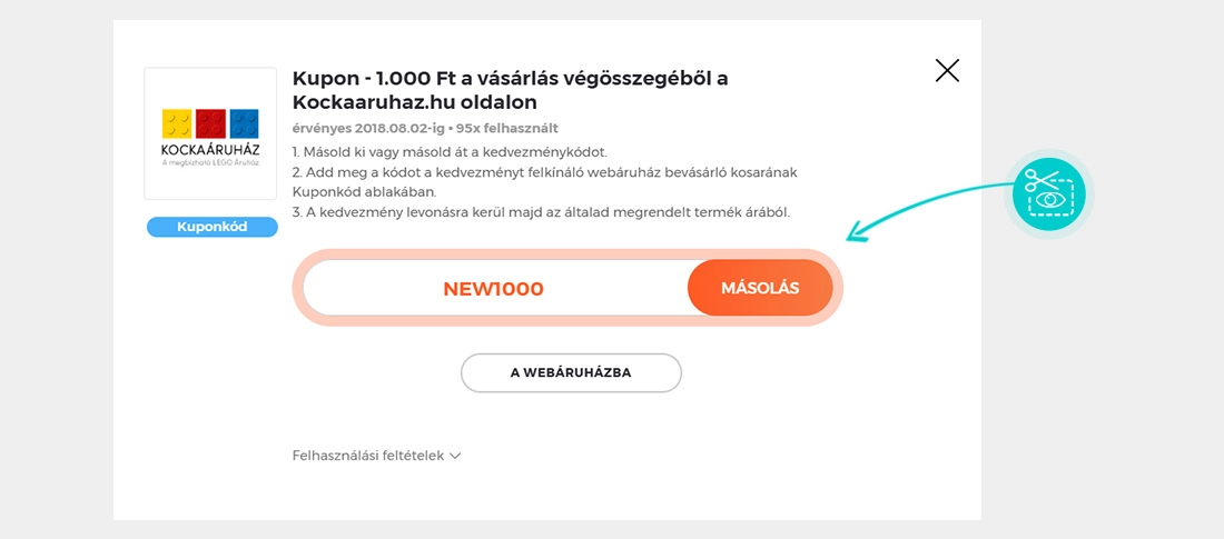 Útmutató egy KockaÁruház kuponkód bemásolásához