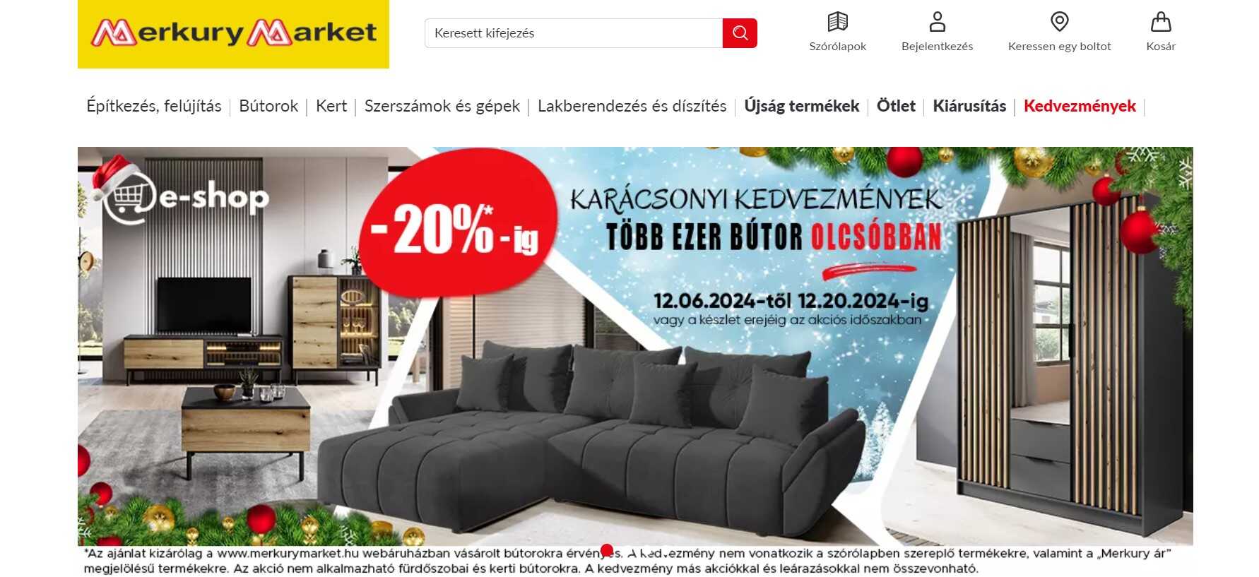 Merkury Market webáruház főoldala