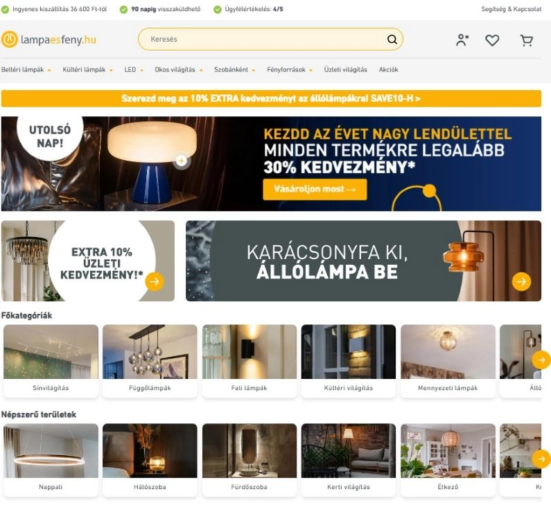 Termmékek a Lampaesfeny webshop főoldalán