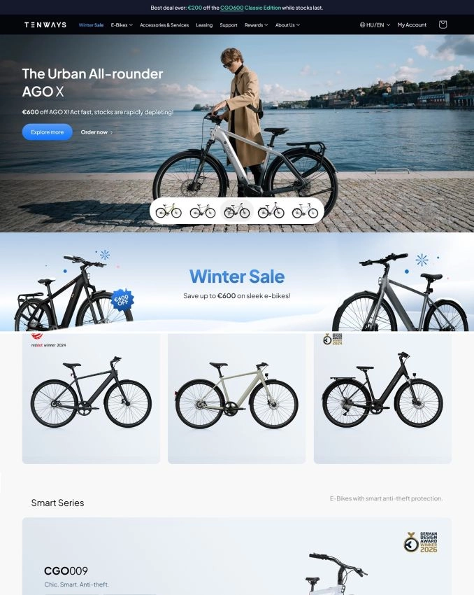Termmékek a Tenways webshop főoldalán