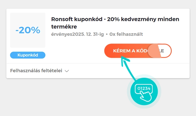 Példa egy Ronsoft kuponkódra