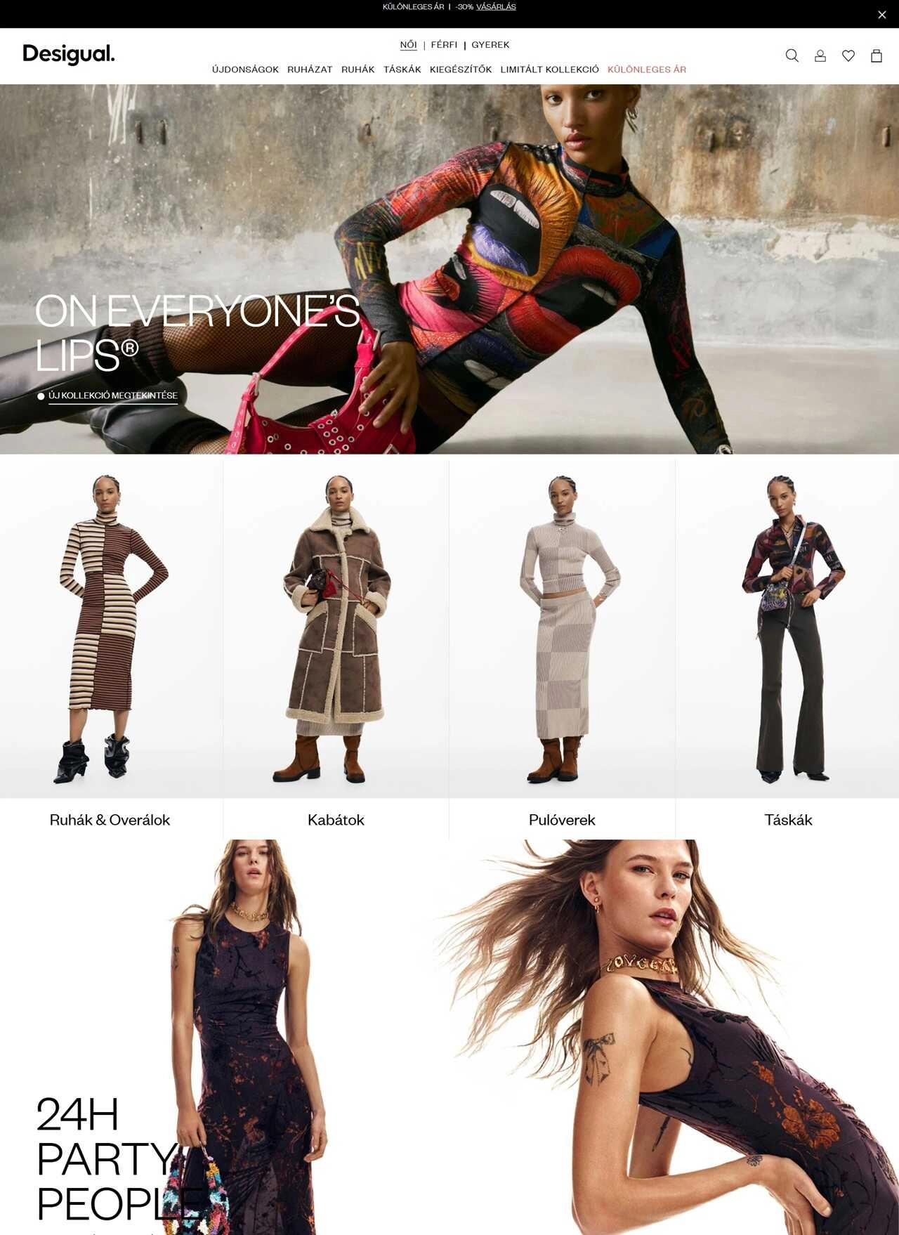 Női kollekció a Desigual webáruház főoldalán