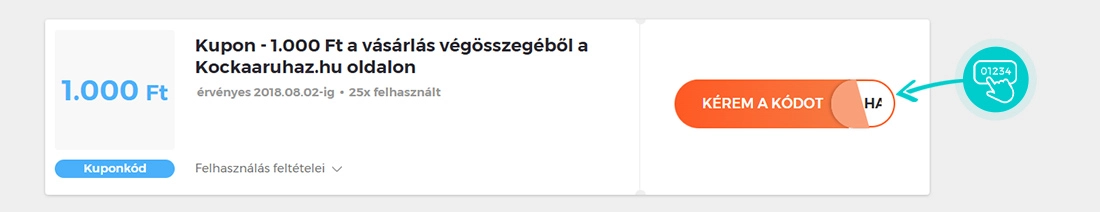 Példa egy KockaÁruház kuponkódra