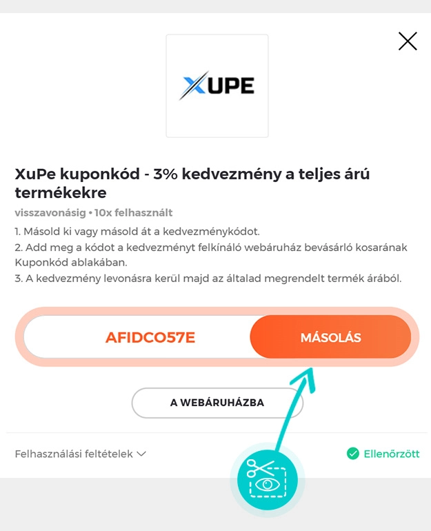 Útmutató egy XuPe kuponkód bemásolásához