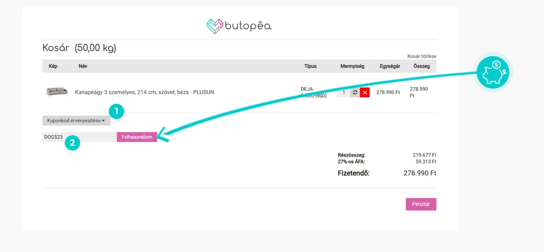 Útmutató egy Butopêa kuponkód beváltásához