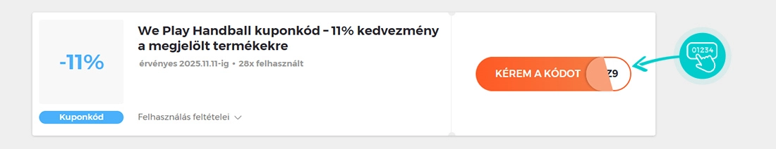 Példa egy WePlayHandball kuponkódra