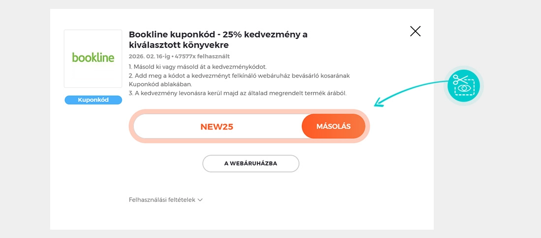 Útmutató egy Bookline kuponkód bemásolásához