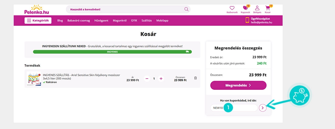 Útmutató egy Pelenka.hu kuponkód beváltásához