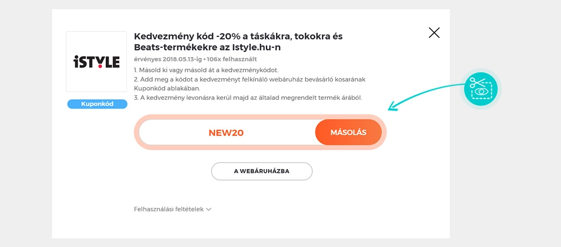 Útmutató egy iStyle kuponkód bemásolásához