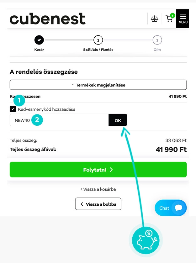 Útmutató egy Cubenest kuponkód beváltásához