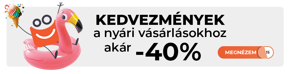 Vidám nyíri banner, amely a nyári kedvezményekre utal.
