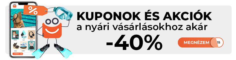 Vidám nyári banner, amely a nyári kedvezményekre utal.